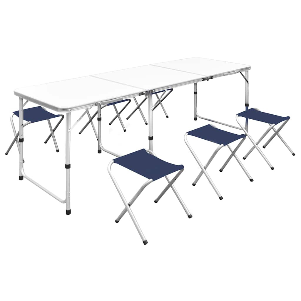 vidaXL Klappbarer Campingtisch mit 4 Hocker Höhenverstellbar 180x60 cm