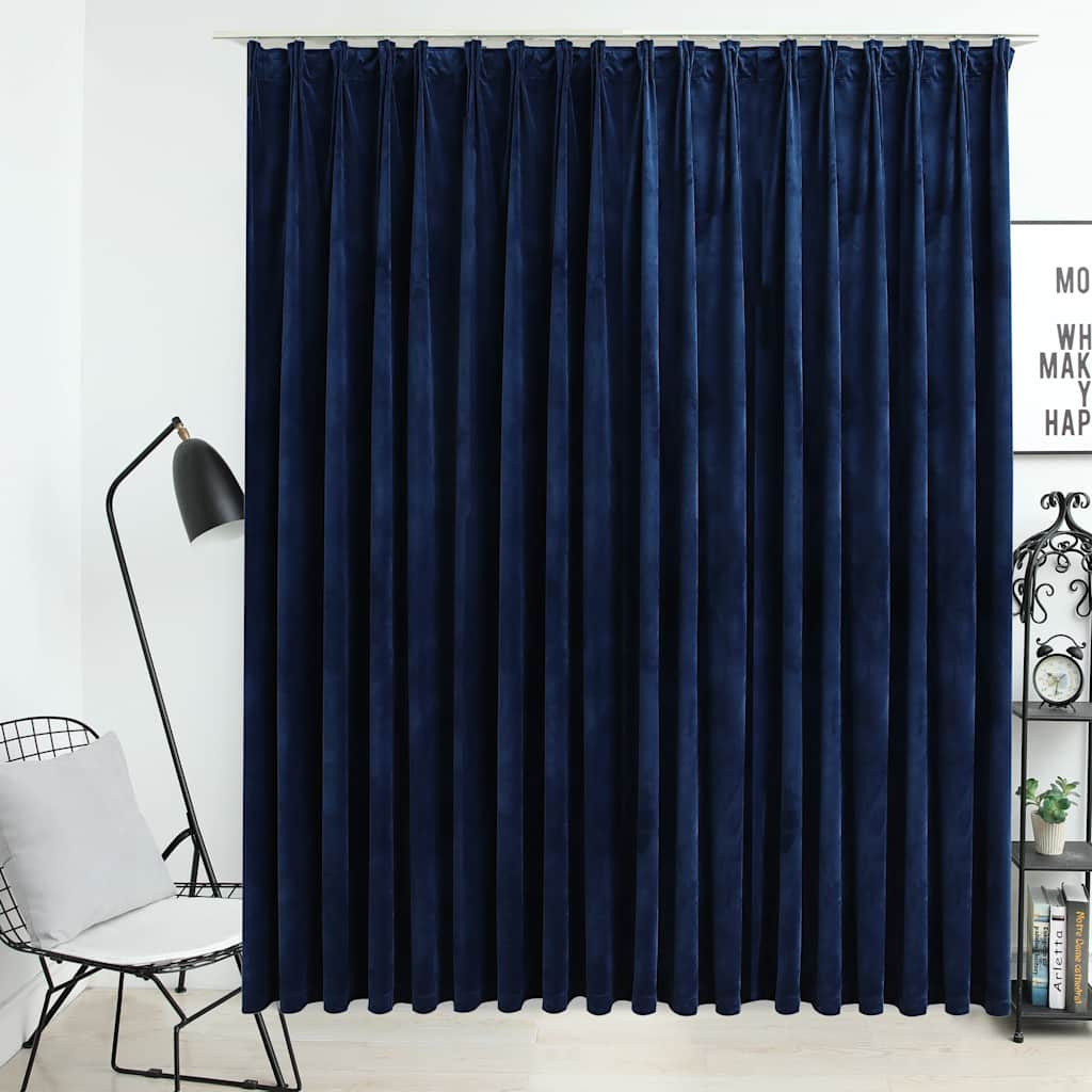 vidaXL Verdunkelungsvorhang mit Haken Samt Dunkelblau 290 x 245 cm