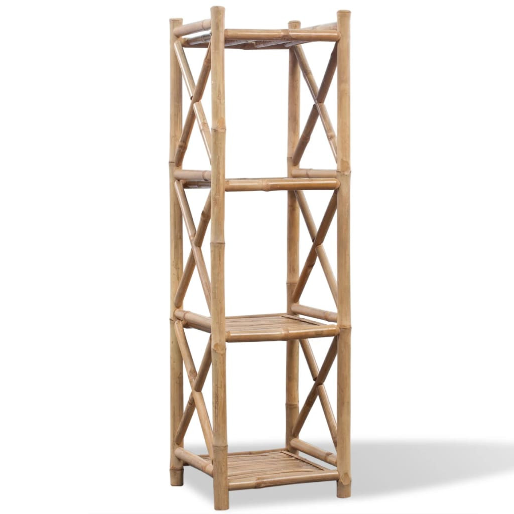 vidaXL Standregal mit 4 Böden Quadratisch Bambus