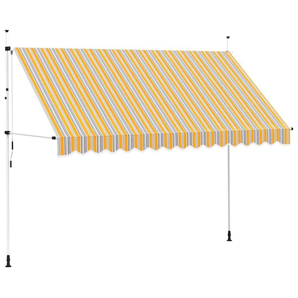 vidaXL Einziehbare Markise Handbetrieben 350 cm Gelb/Blau Gestreift