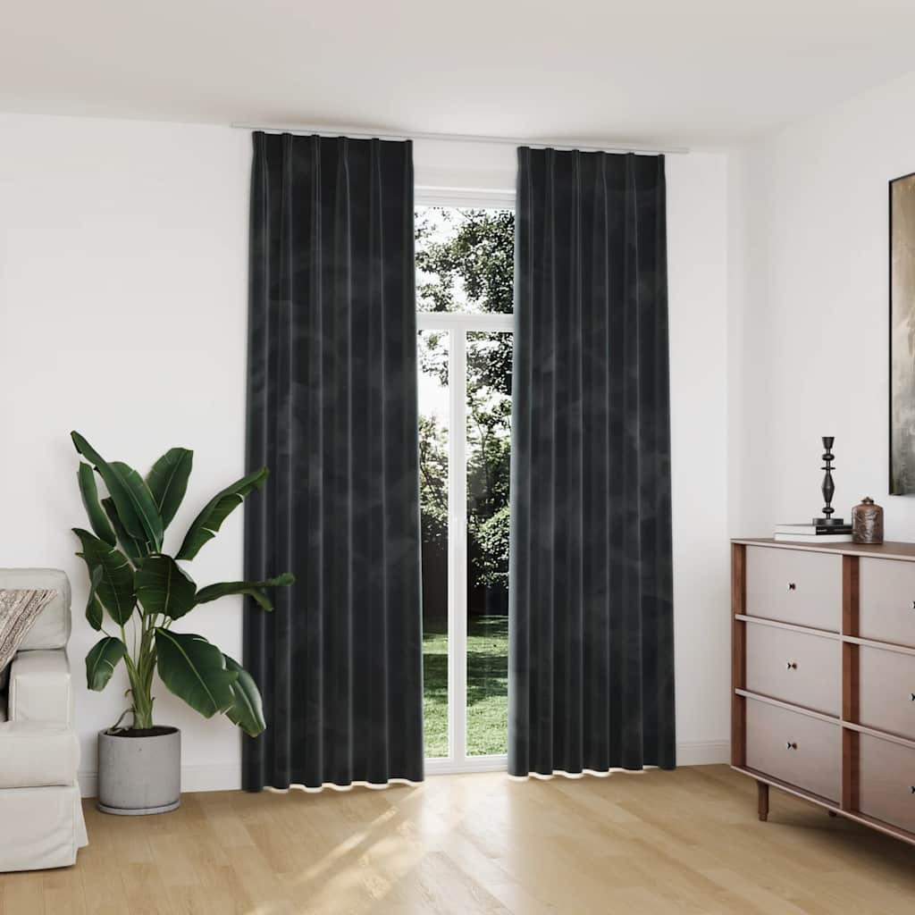 vidaXL Verdunkelungsvorhänge mit Haken 2 Stk. Samt Anthrazit 140x245cm