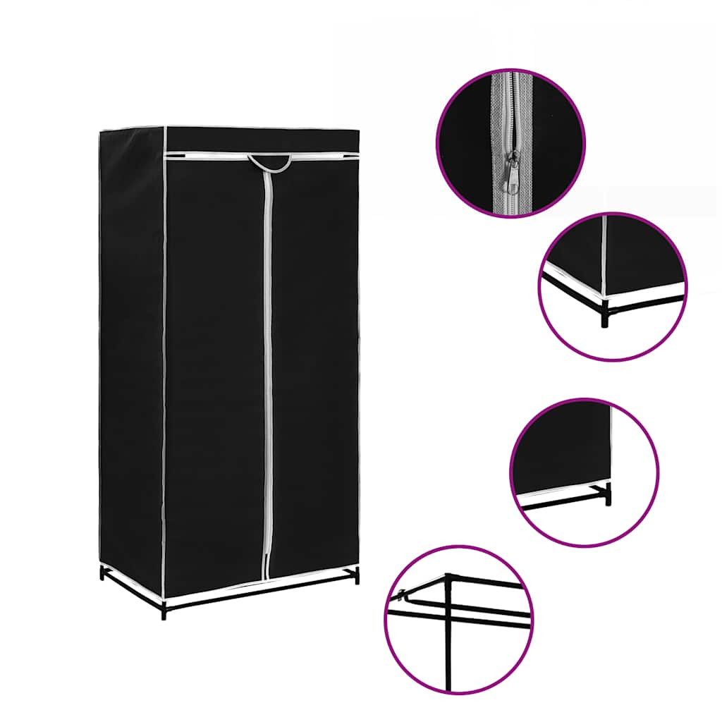 vidaXL Kleiderschrank Schwarz 75×50×160 cm
