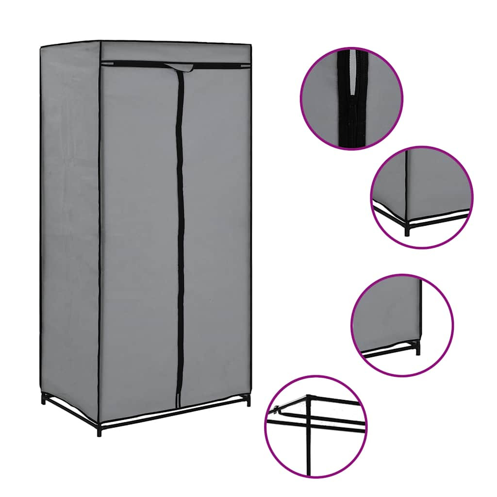 vidaXL Kleiderschrank Grau 75×50×160 cm