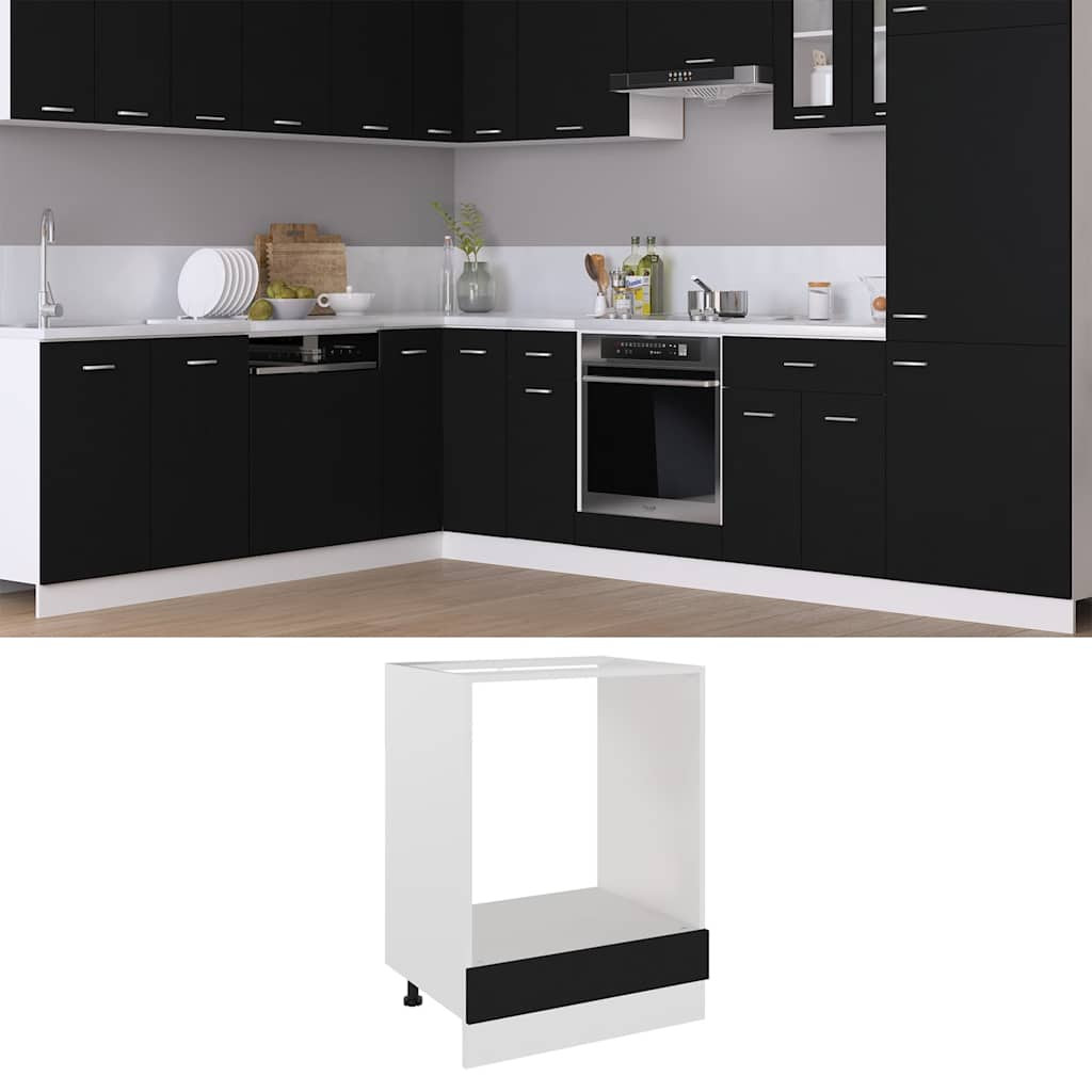 vidaXL Herdumbauschrank Lyon Schwarz 60x46x81,5 cm Holzwerkstoff