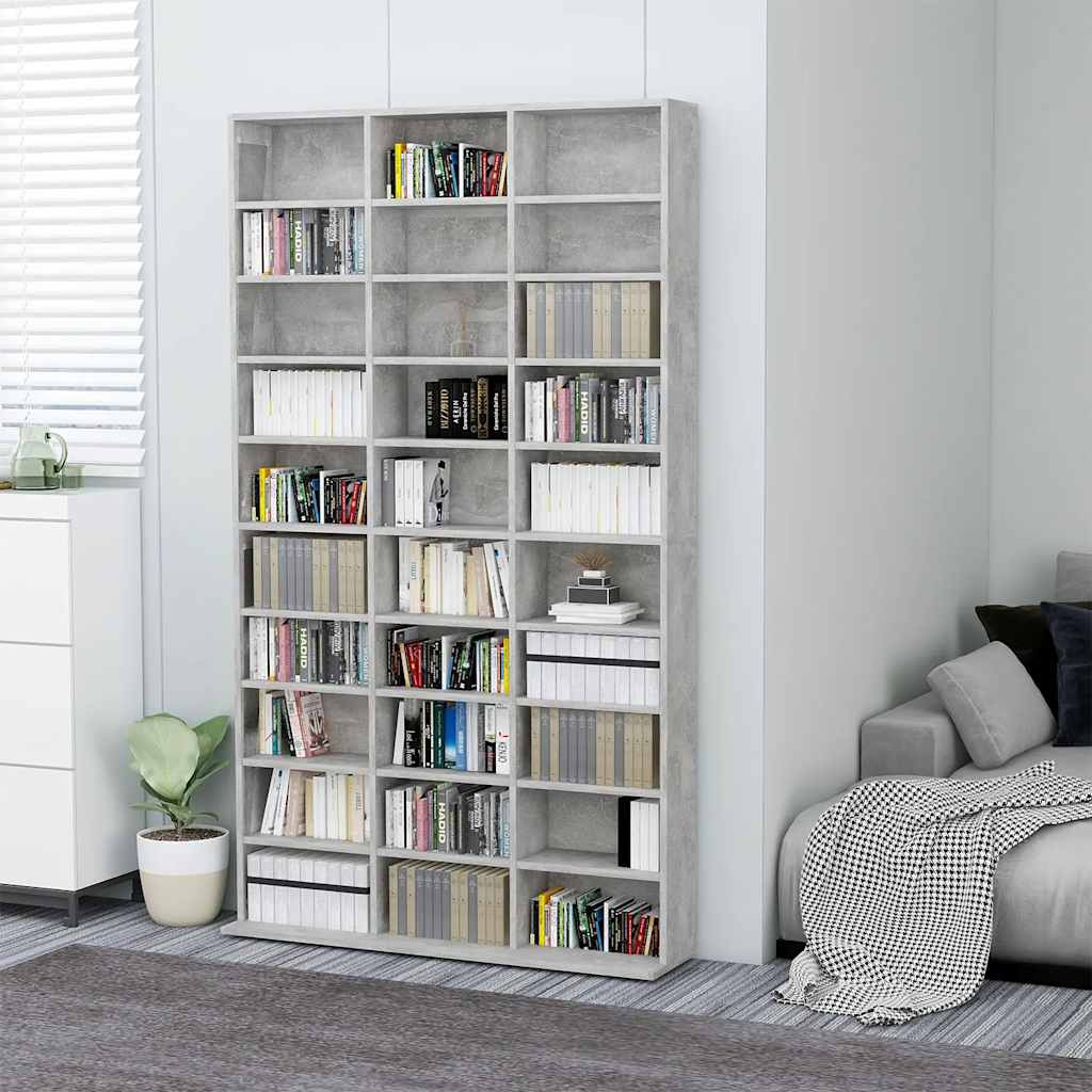 vidaXL CD-Schrank Betongrau 102x16x177,5 cm Holzwerkstoff