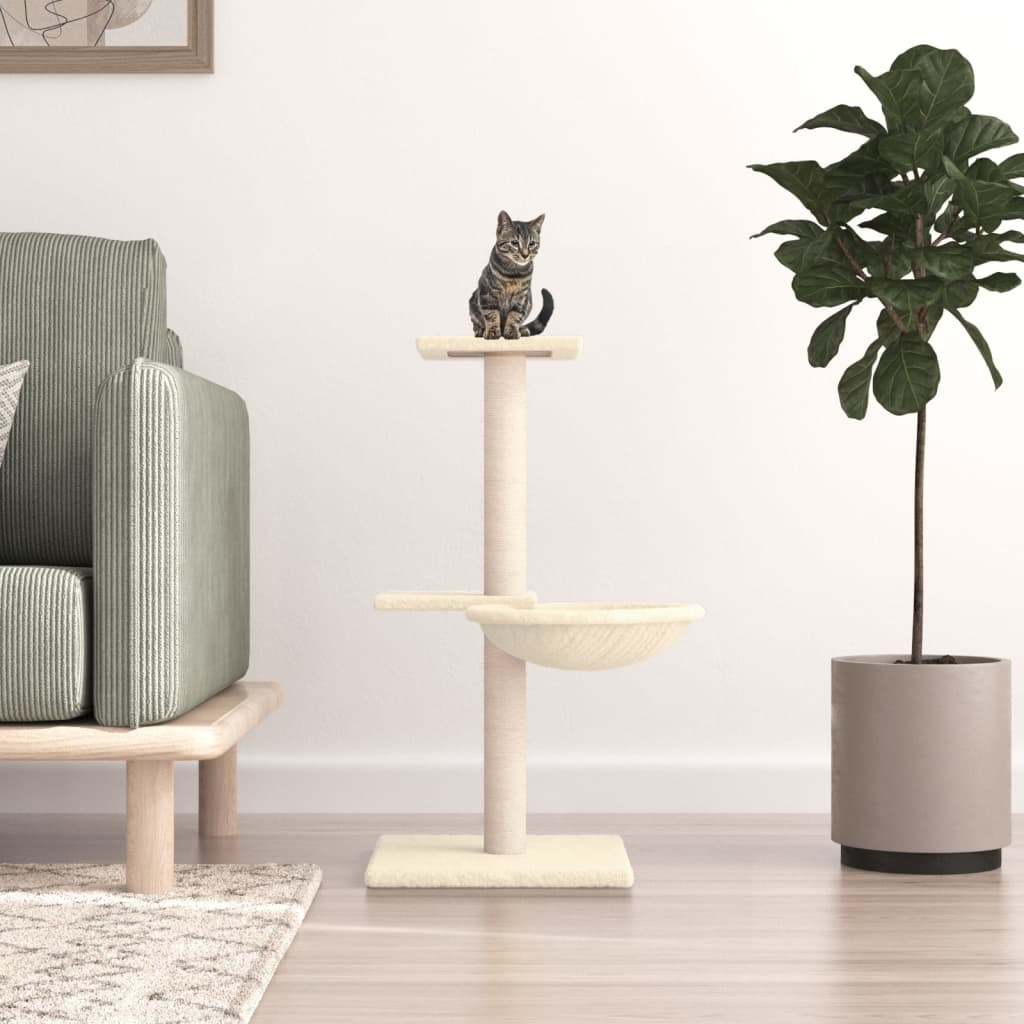 vidaXL Kratzbaum mit Sisal-Kratzsäulen Creme 72 cm