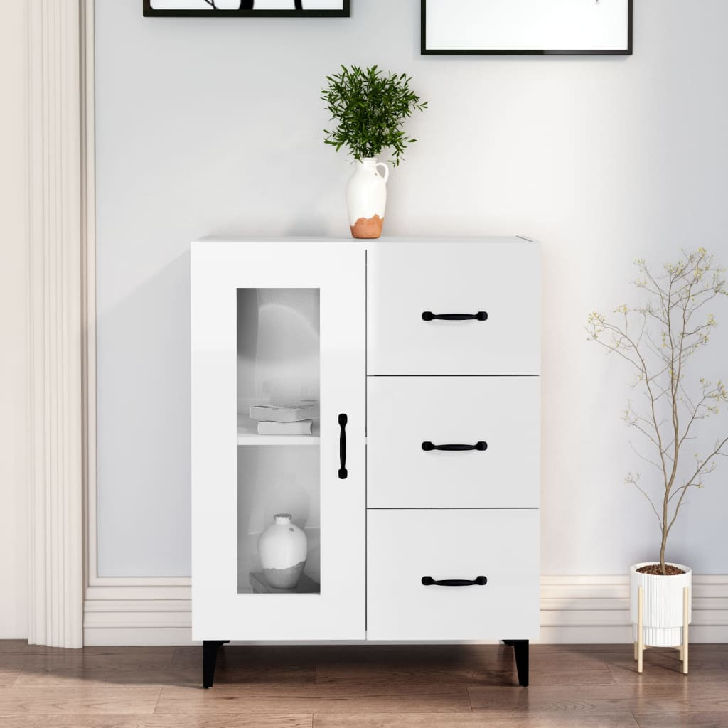 vidaXL Sideboard Hochglanz-Weiß 69,5x34x90 cm Holzwerkstoff