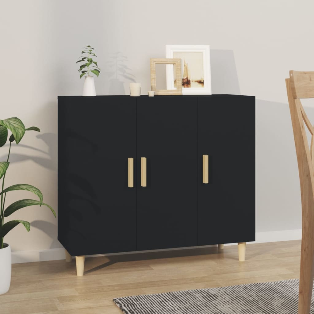 vidaXL Sideboard Schwarz 90x34x80 cm Holzwerkstoff