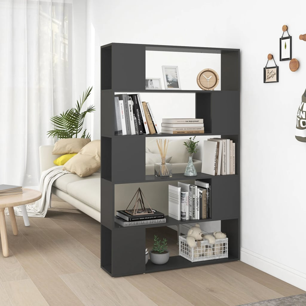 vidaXL Bücherregal Raumteiler Grau 100x24x155 cm Holzwerkstoff