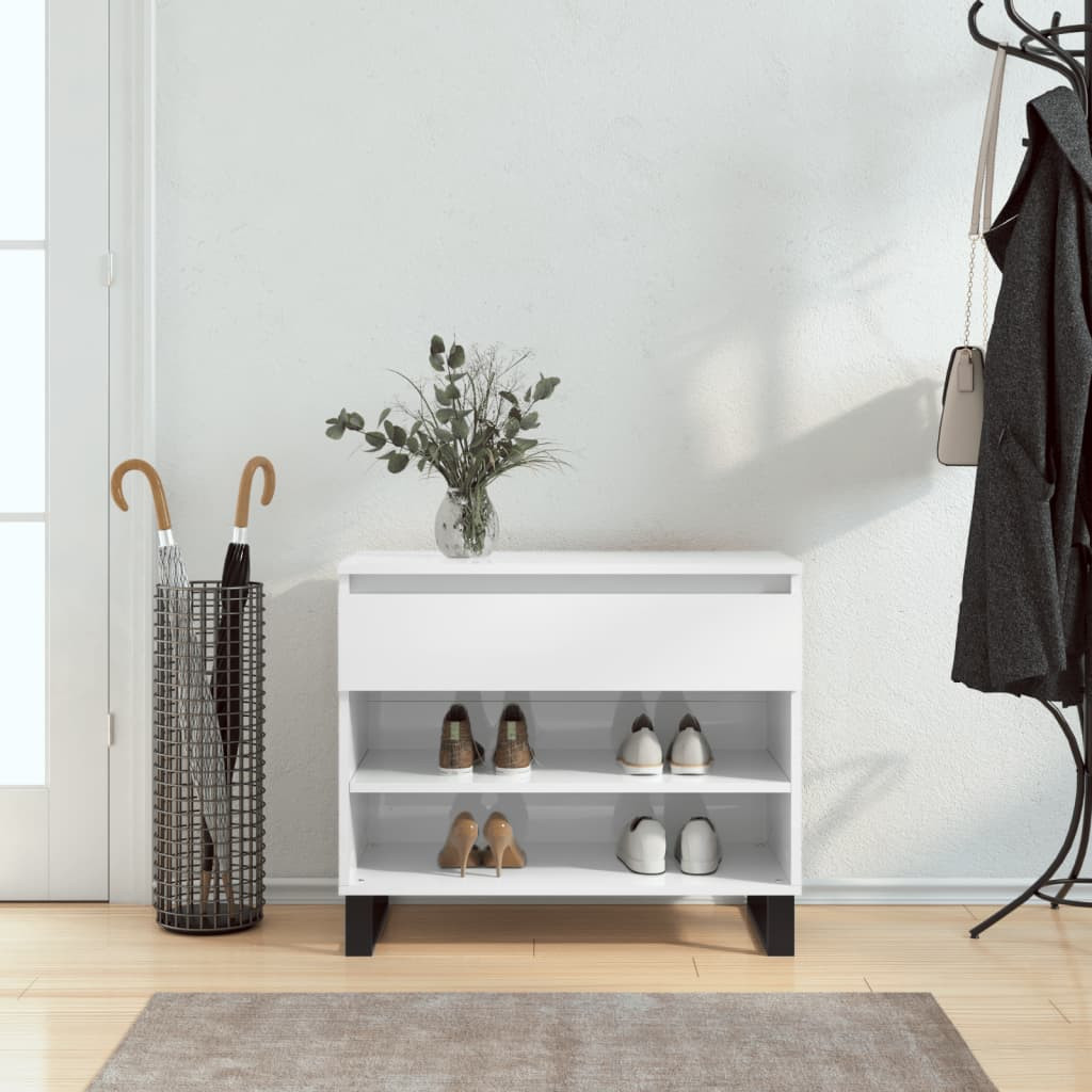 vidaXL Schuhregal Hochglanz-Weiß 70x36x60 cm Holzwerkstoff