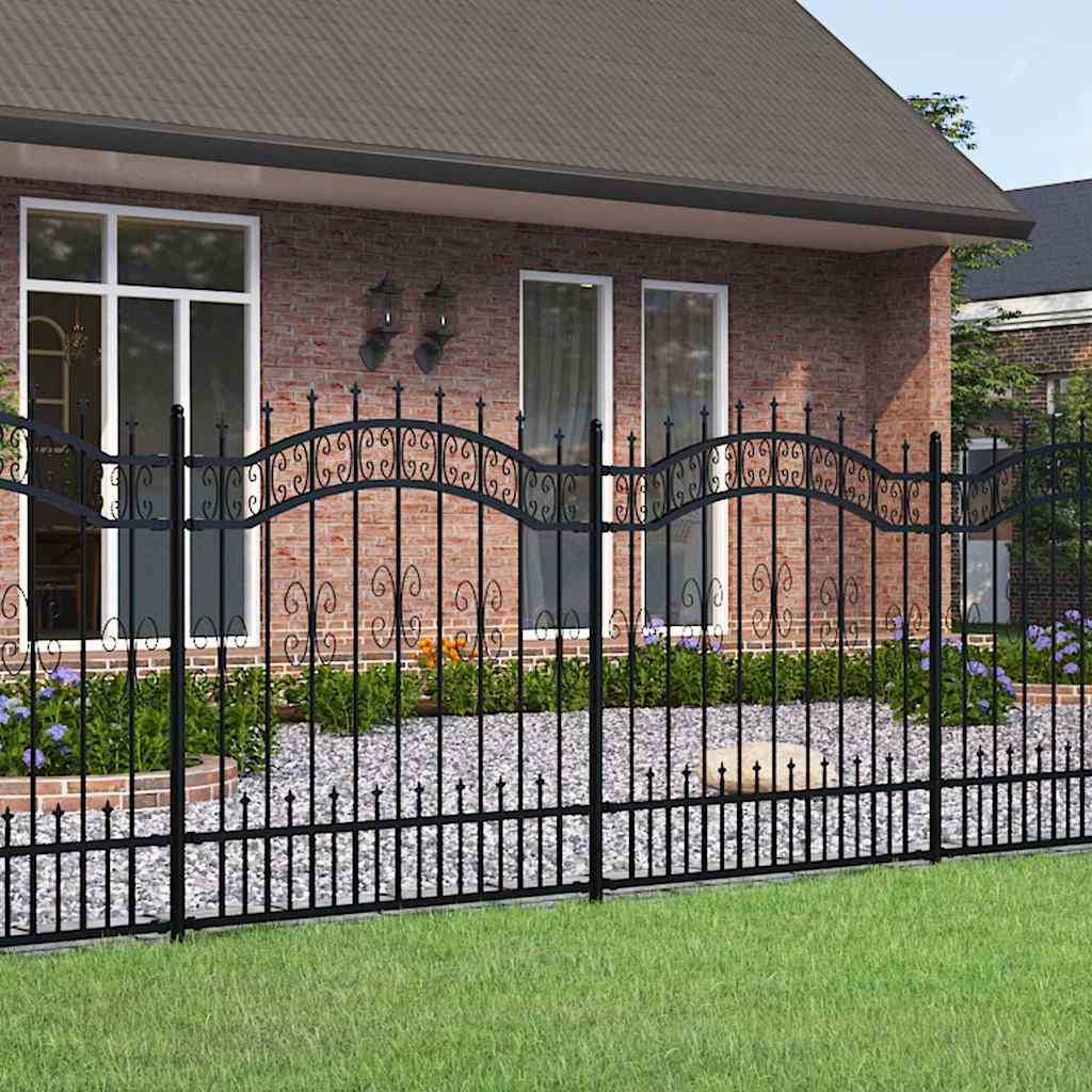 vidaXL Gartenzaun mit Speerspitze Schwarz 240 x 125 cm Pulverbeschichteter Stahl