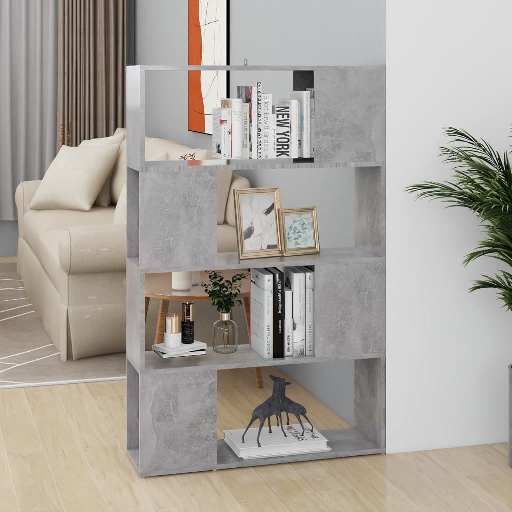 vidaXL Bücherregal Raumteiler Betongrau 80x24x124,5 cm Holzwerkstoff