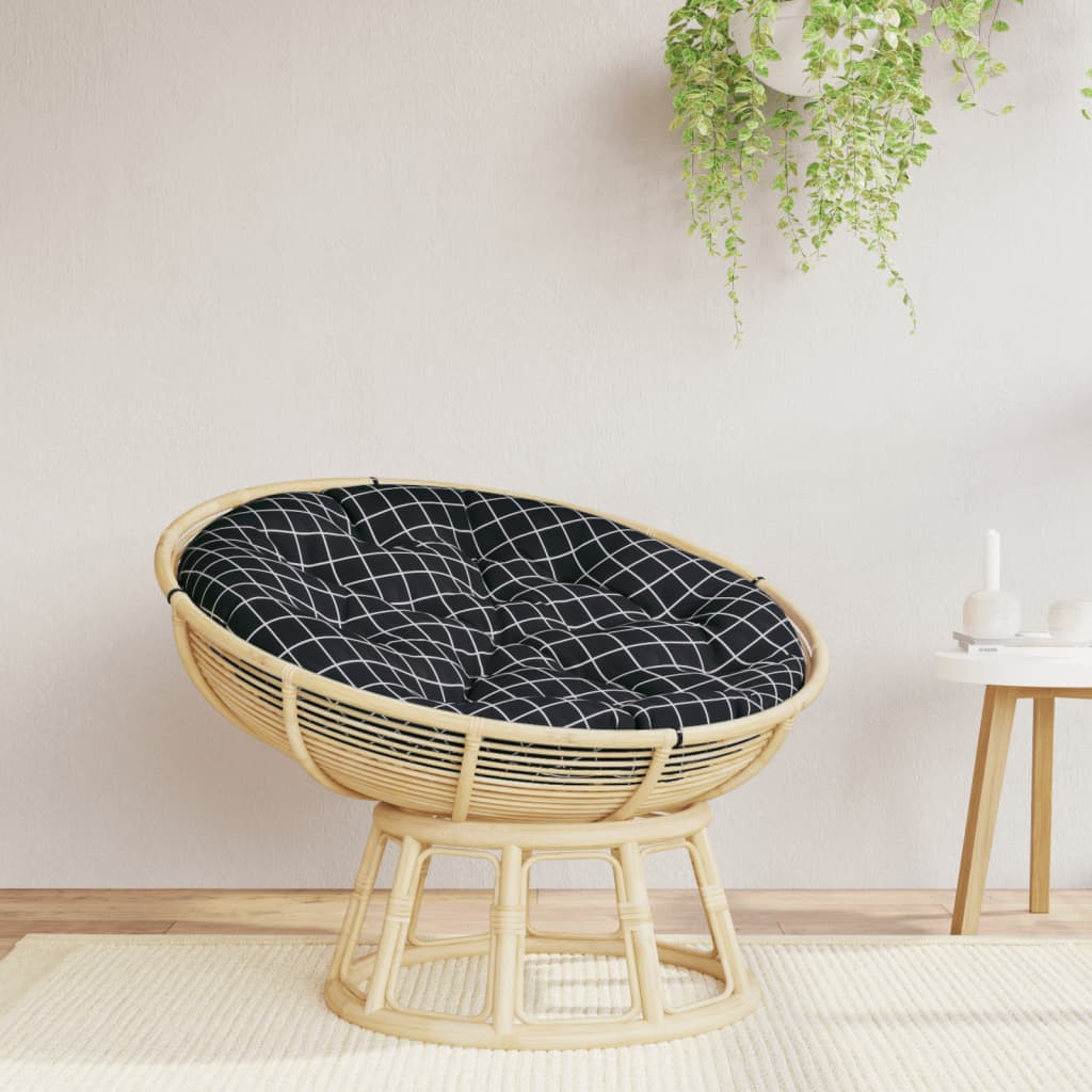 vidaXL Kissen Rund Schwarz Karomuster Ø 100x11 cm Oxford-Gewebe