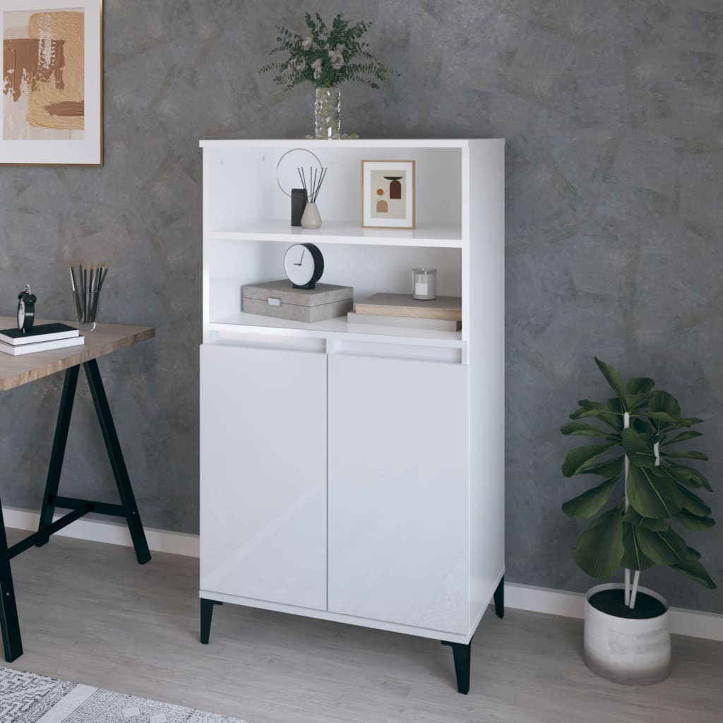 vidaXL Highboard Hochglanz-Weiß 60x36x110 cm Holzwerkstoff