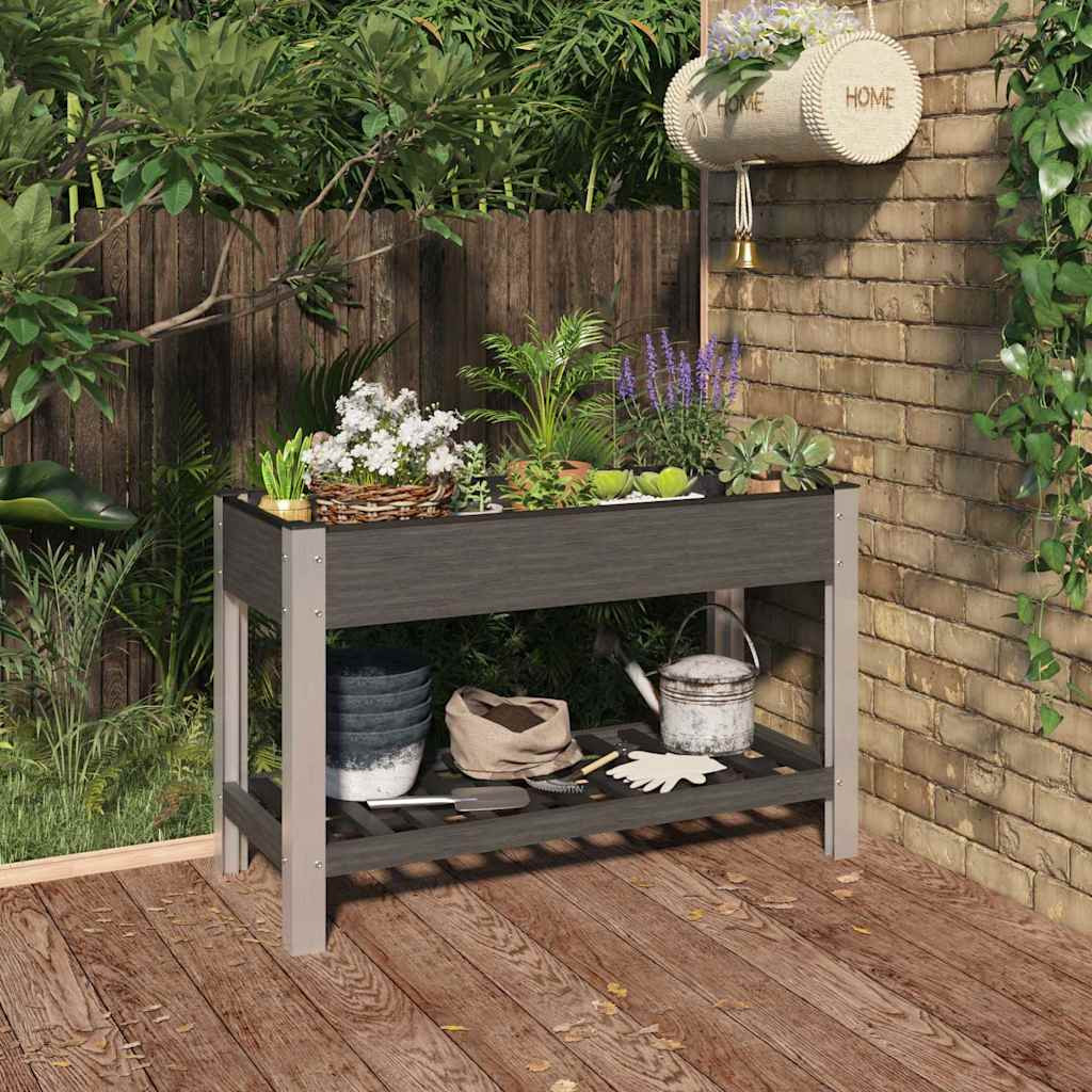 vidaXL Garten-Hochbeet mit Ablage Grau 120x50x75 cm WPC
