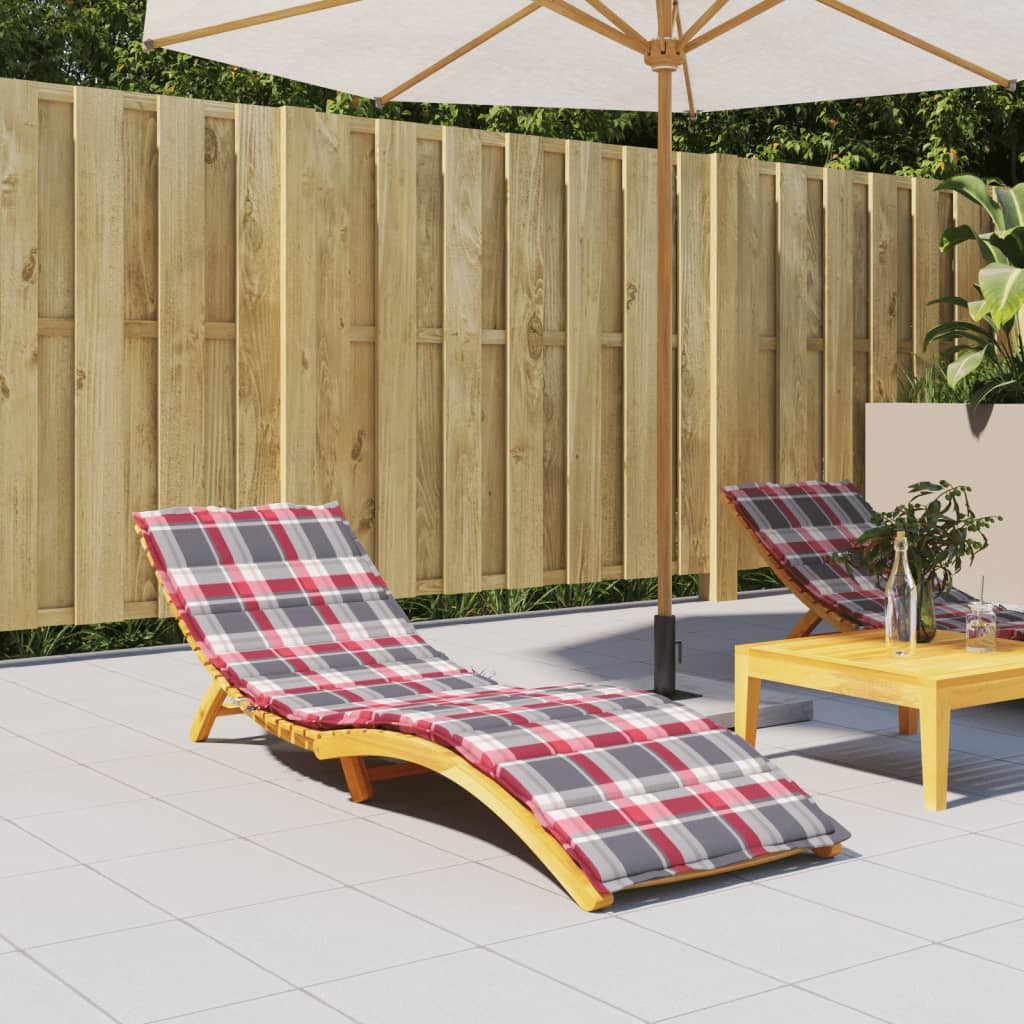 vidaXL Sonnenliegen-Auflage Rot Karomuster 200x50x3 cm Oxford-Gewebe