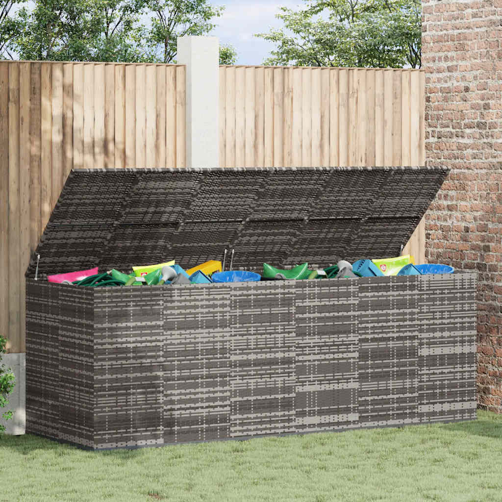 vidaXL Garten-Kissenbox PE Rattan 291x100,5x104 cm Grau