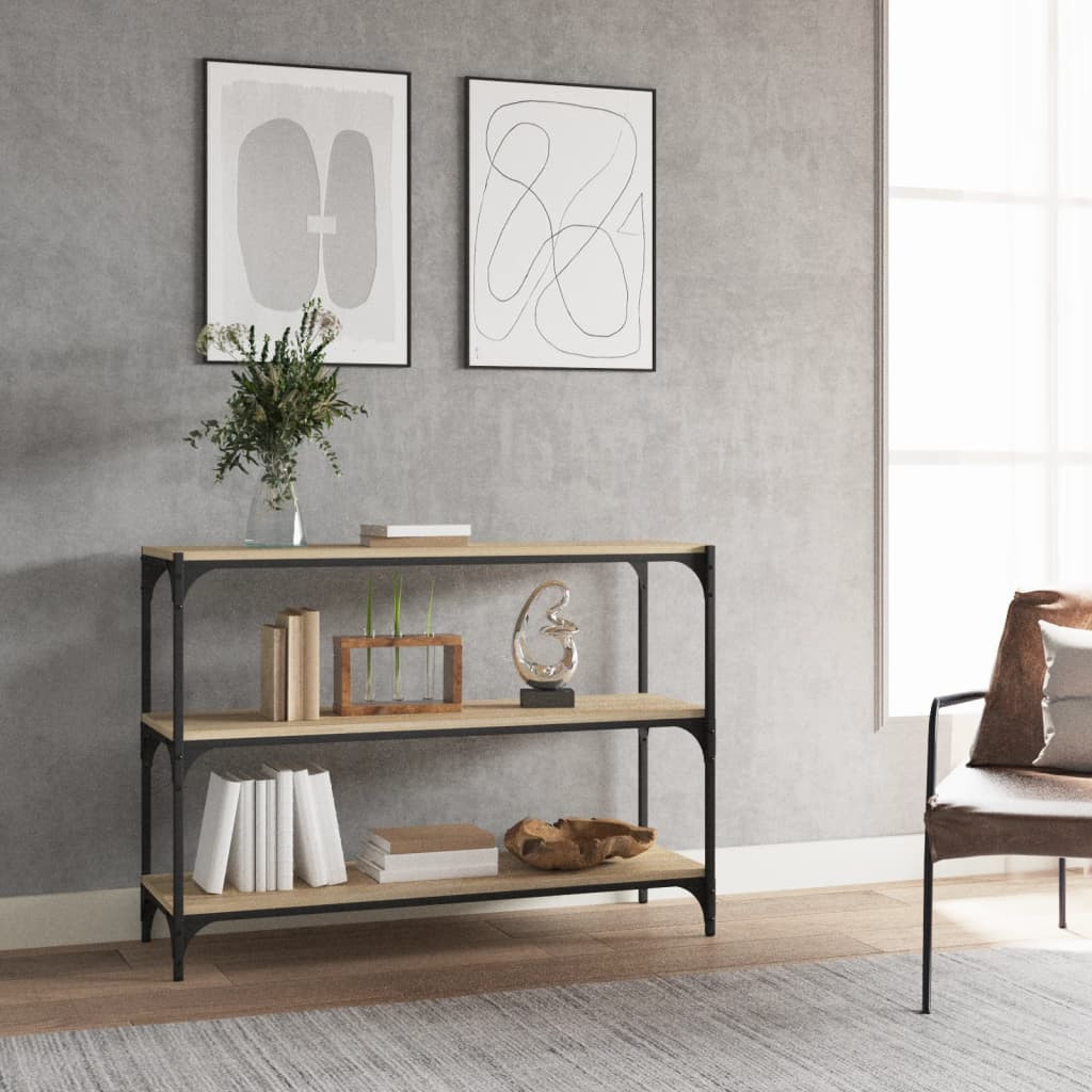 vidaXL Bücherregal Sonoma-Eiche 100x33x70,5 cm Holzwerkstoff und Stahl