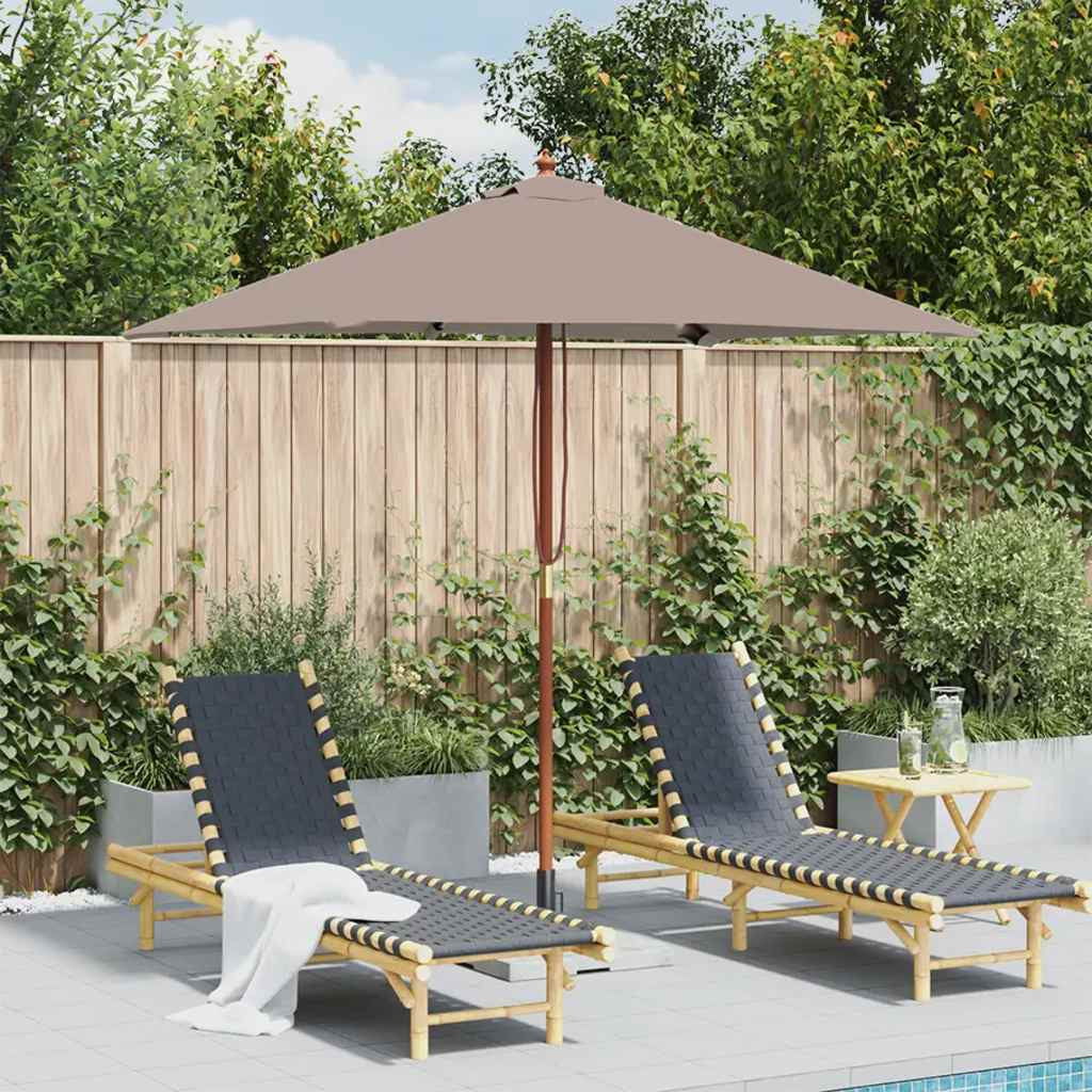 vidaXL Sonnenschirm mit Holz-Mast 150x200 cm Taupe