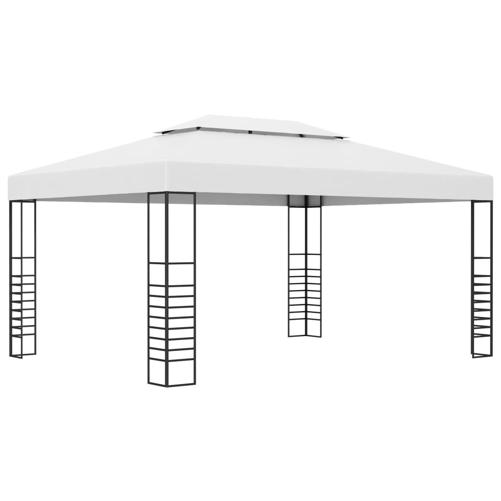 vidaXL Gartenpavillon Pulverbeschichteter Stahl 4x3x2,7 m Weiß