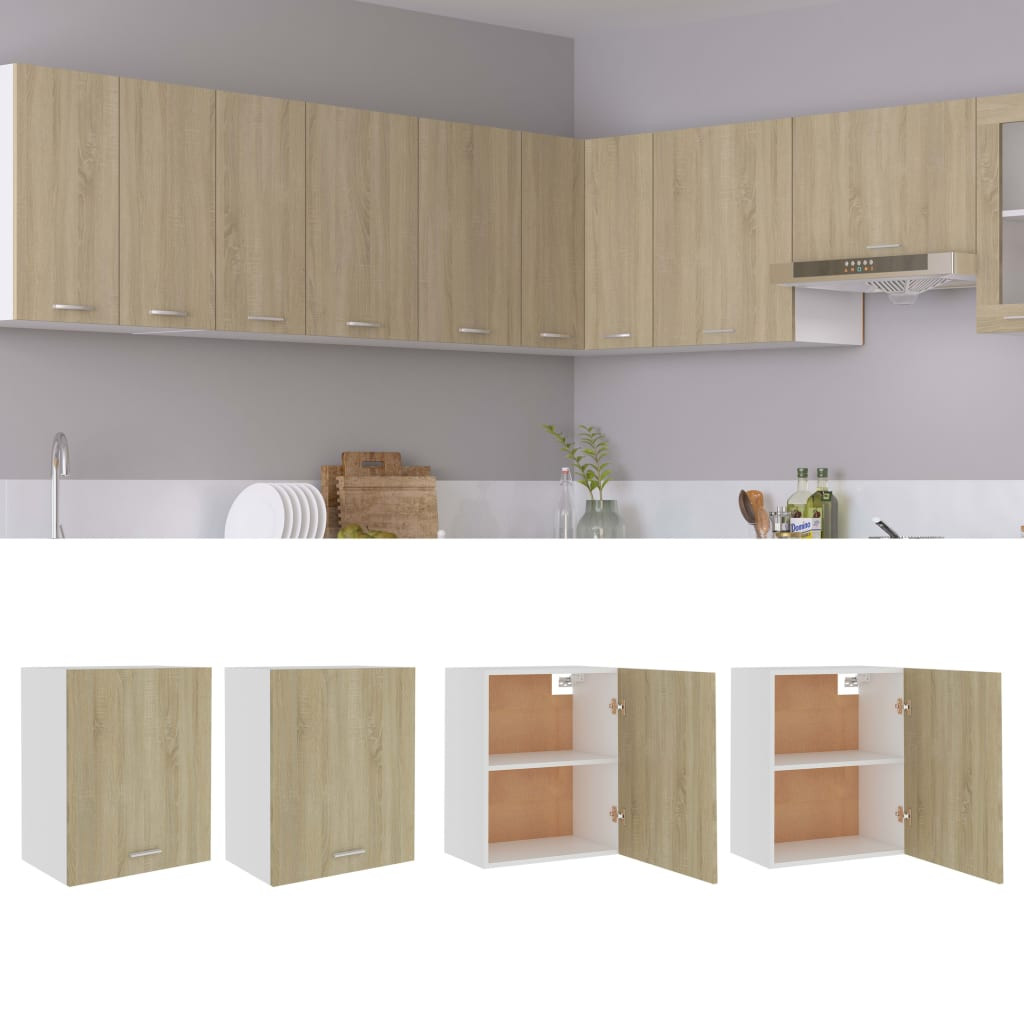 vidaXL Hängeschränke 2 Stk. Lyon Sonoma-Eiche 50x31x60 cm Holzwerkstoff