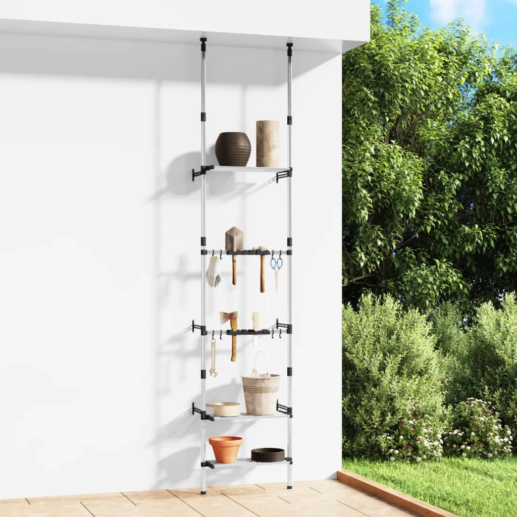 vidaXL Teleskop-Gartenregal mit 3 Ablagen Silber Aluminium