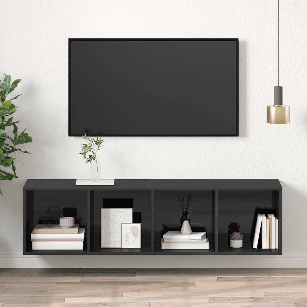 vidaXL TV-Wandschrank Hochglanz-Grau 37x37x142,5 cm Holzwerkstoff