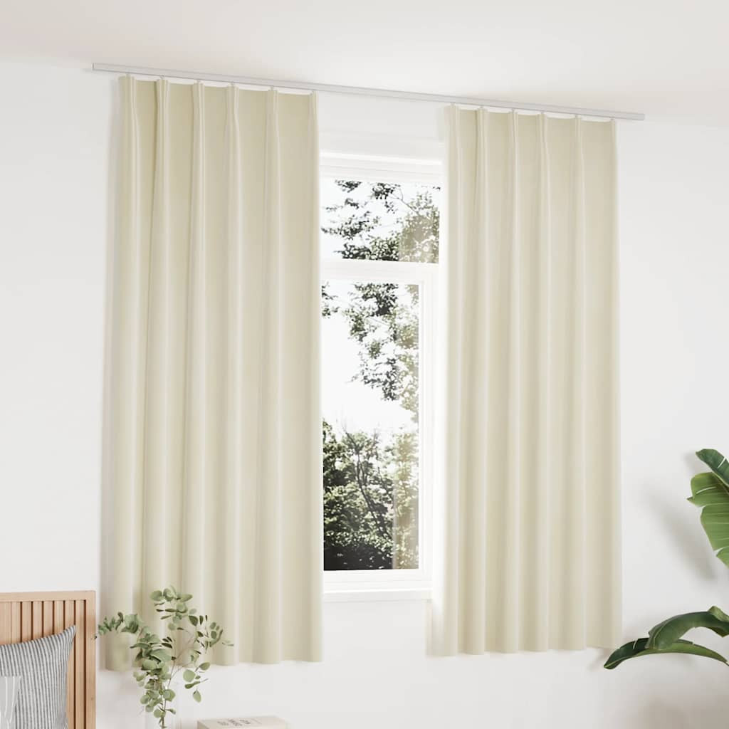 vidaXL Verdunkelungsvorhänge mit Haken 2 Stk. Samt Creme 140x175cm