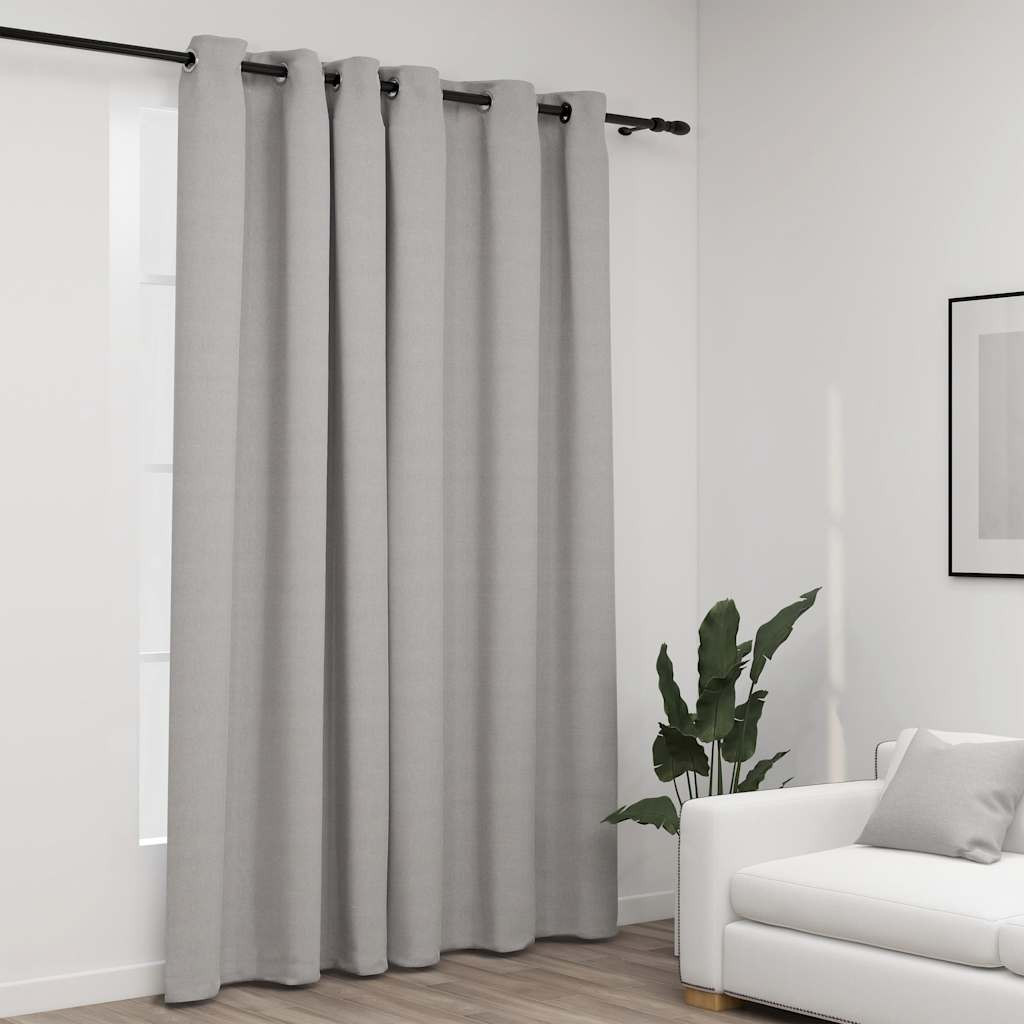 vidaXL Verdunkelungsvorhang mit Ösen Leinenoptik Grau 290x245 cm
