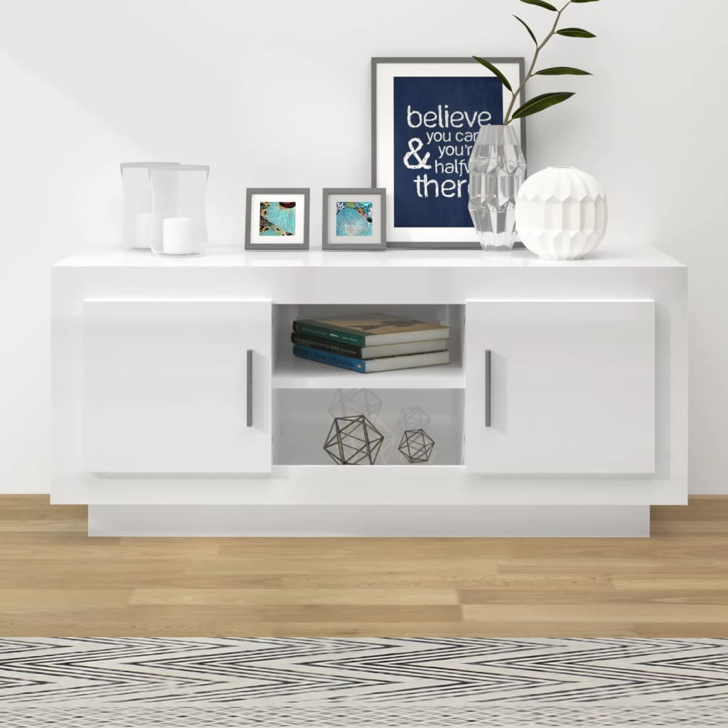 vidaXL TV-Schrank Hochglanz-Weiß 102x35x45 cm Holzwerkstoff