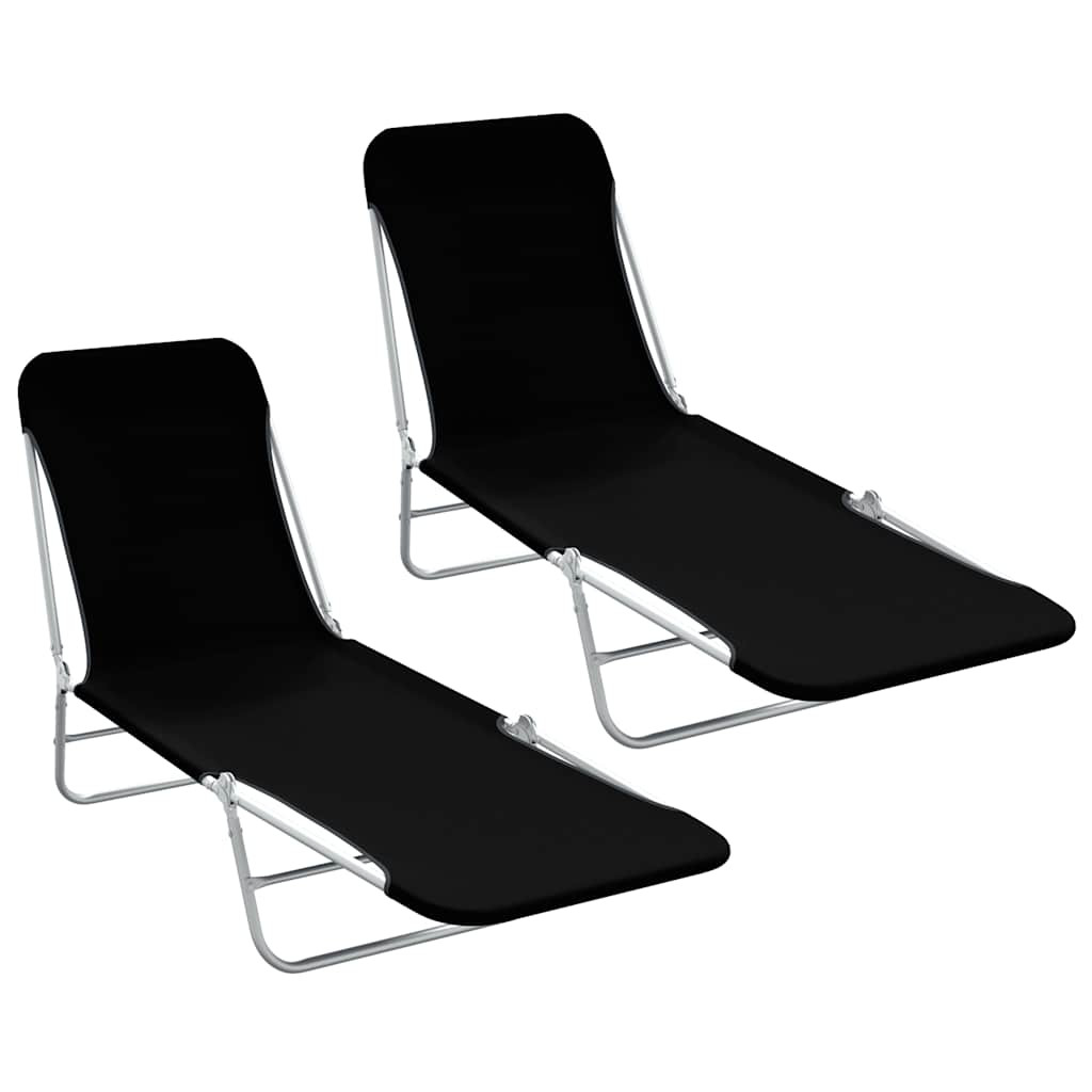 vidaXL Klappliegen 2 Stk. Stahl und Stoff Schwarz