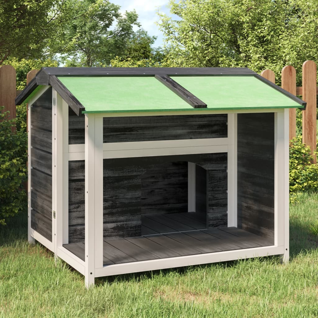 vidaXL Hundehütte Grau 96x87x80,5 cm Massivholz Kiefer