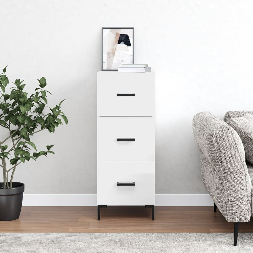 vidaXL Sideboard Hochglanz-Weiß 34,5x34x90 cm Holzwerkstoff