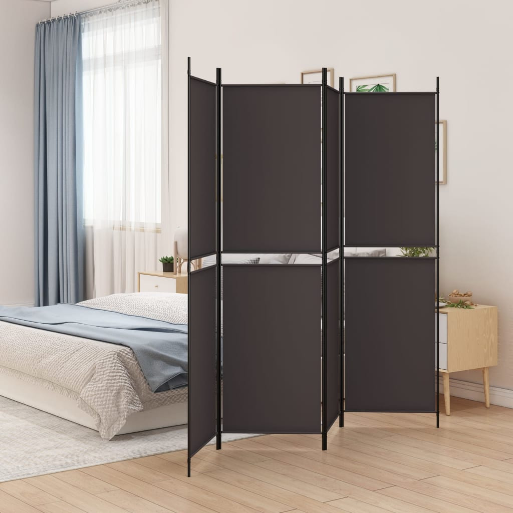 vidaXL 4-tlg. Paravent Braun 200x200 cm Stoff
