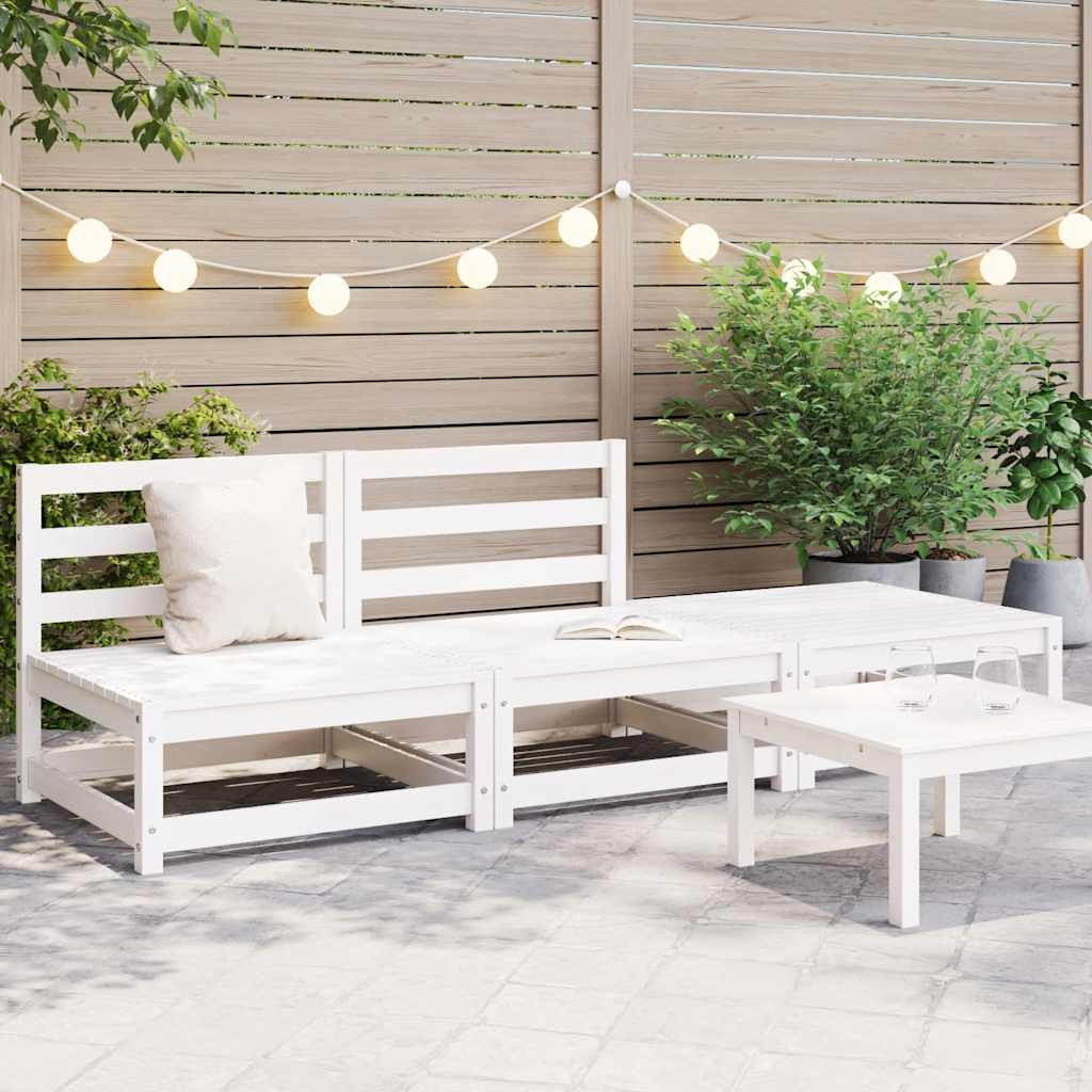 vidaXL 3-tlg. Garten-Lounge-Set Weiß Kiefer Massivholz