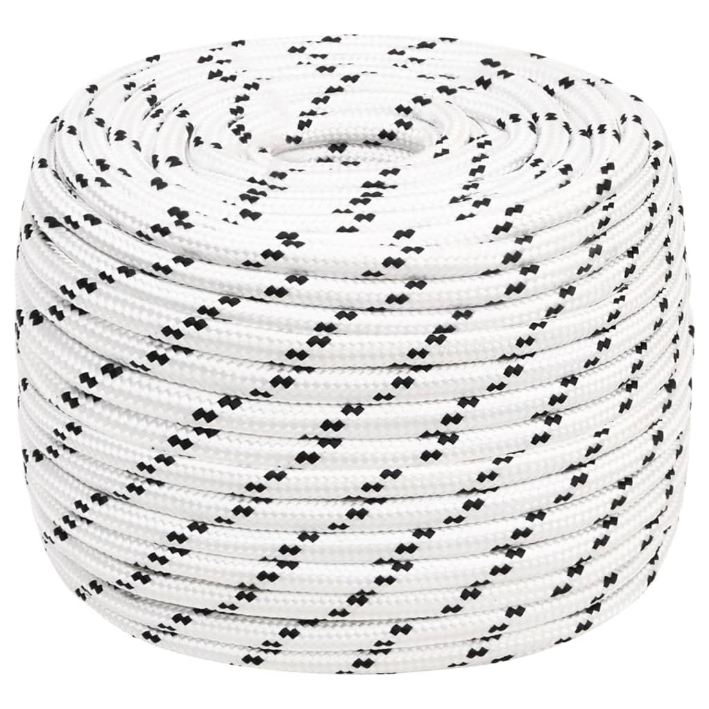 vidaXL Bootsseil Geflochten Weiß 14 mmx100 m Polyester