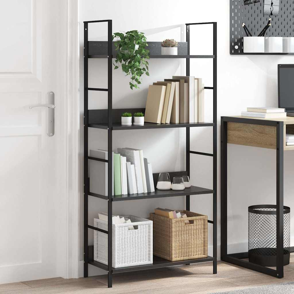 vidaXL Bücherregal 4 Regalböden Schwarz 60×27,6×124,5 cm Holzwerkstoff