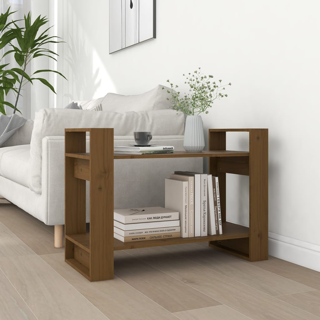 vidaXL Bücherregal/Raumteiler Honigbraun 80x35x56,5 cm Massivholz