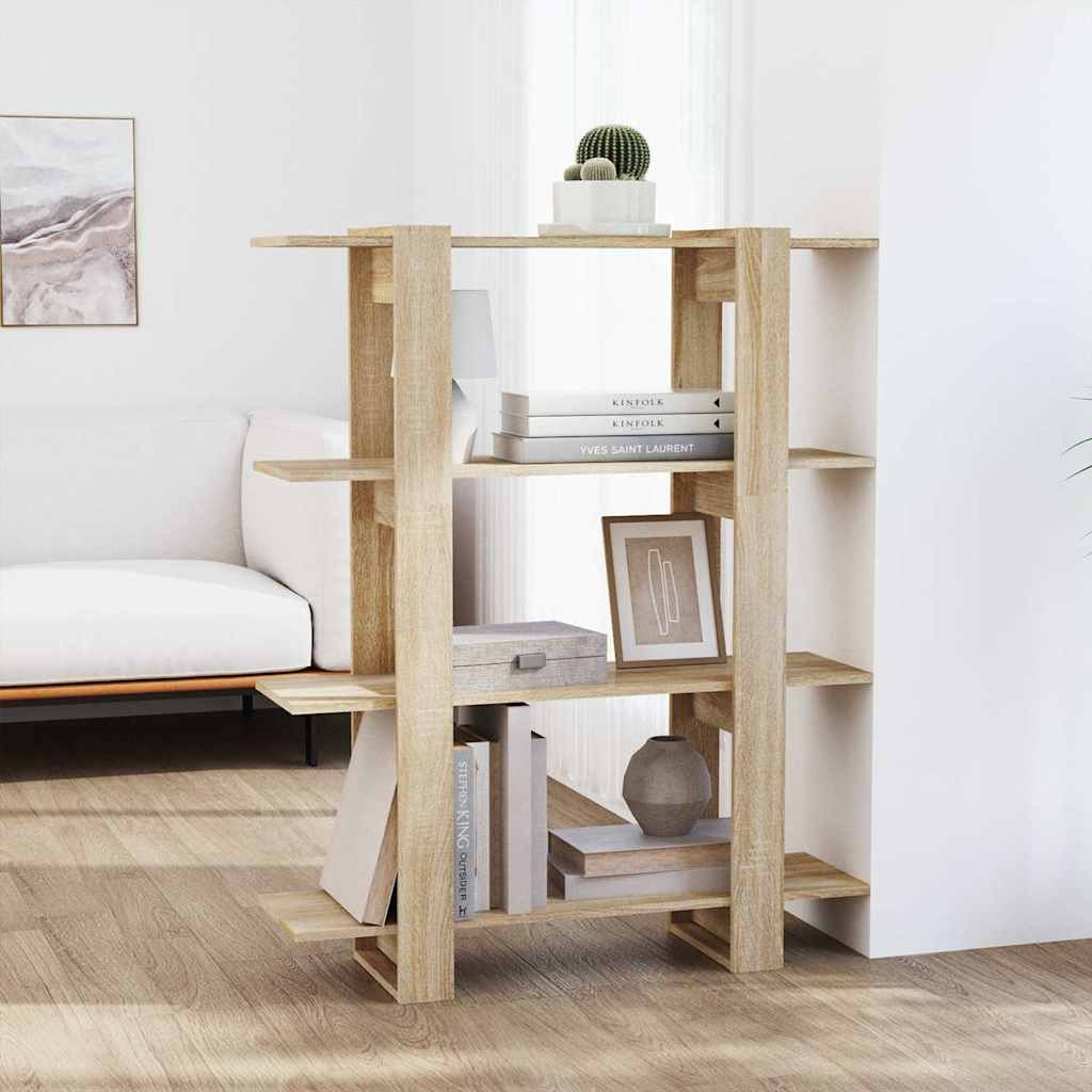 vidaXL Bücherregal/Raumteiler Sonoma-Eiche 100x30x123,5 cm