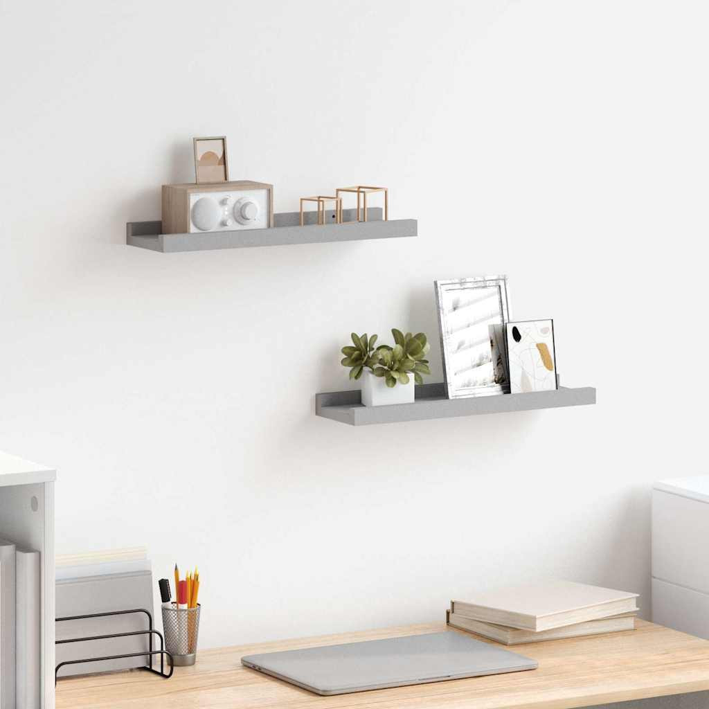 vidaXL Bilderleisten 2 Stk. Grau 40x9x3 cm MDF