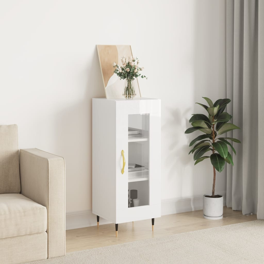 vidaXL Sideboard Hochglanz-Weiß 34,5x34x90 cm Holzwerkstoff