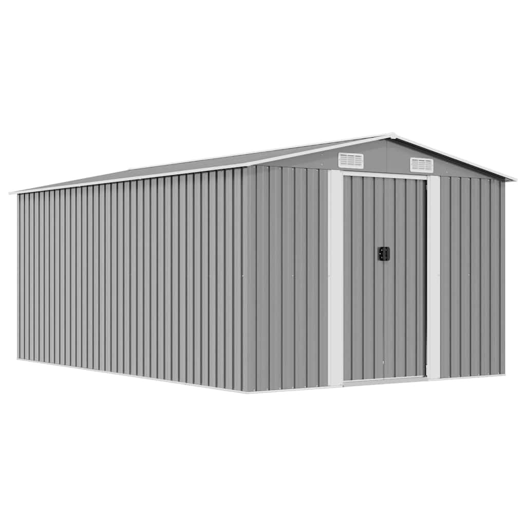 vidaXL Gerätehaus 257x392x181 cm Metall Grau