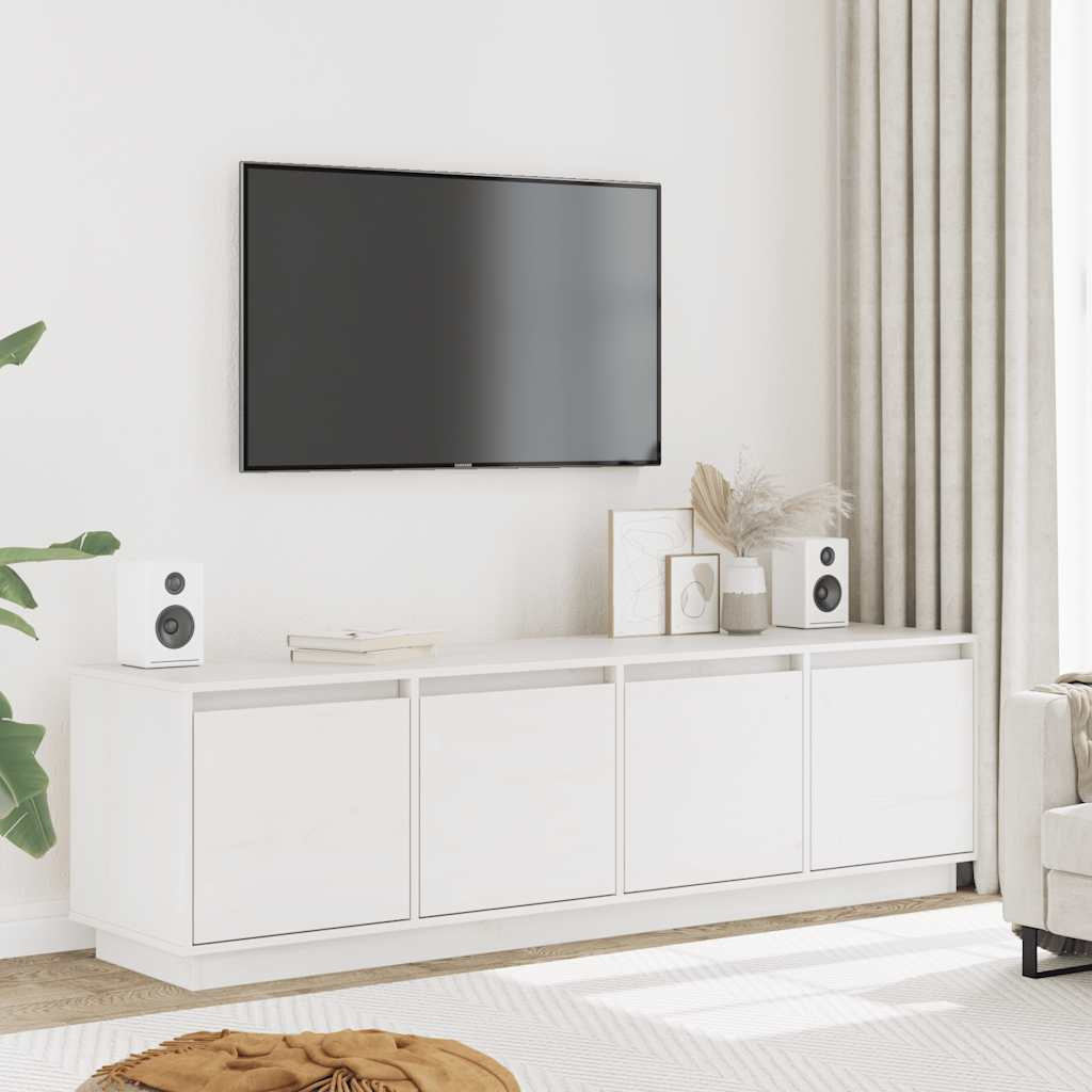 vidaXL TV-Schrank Weiß 156x37x45 cm Massivholz Kiefer