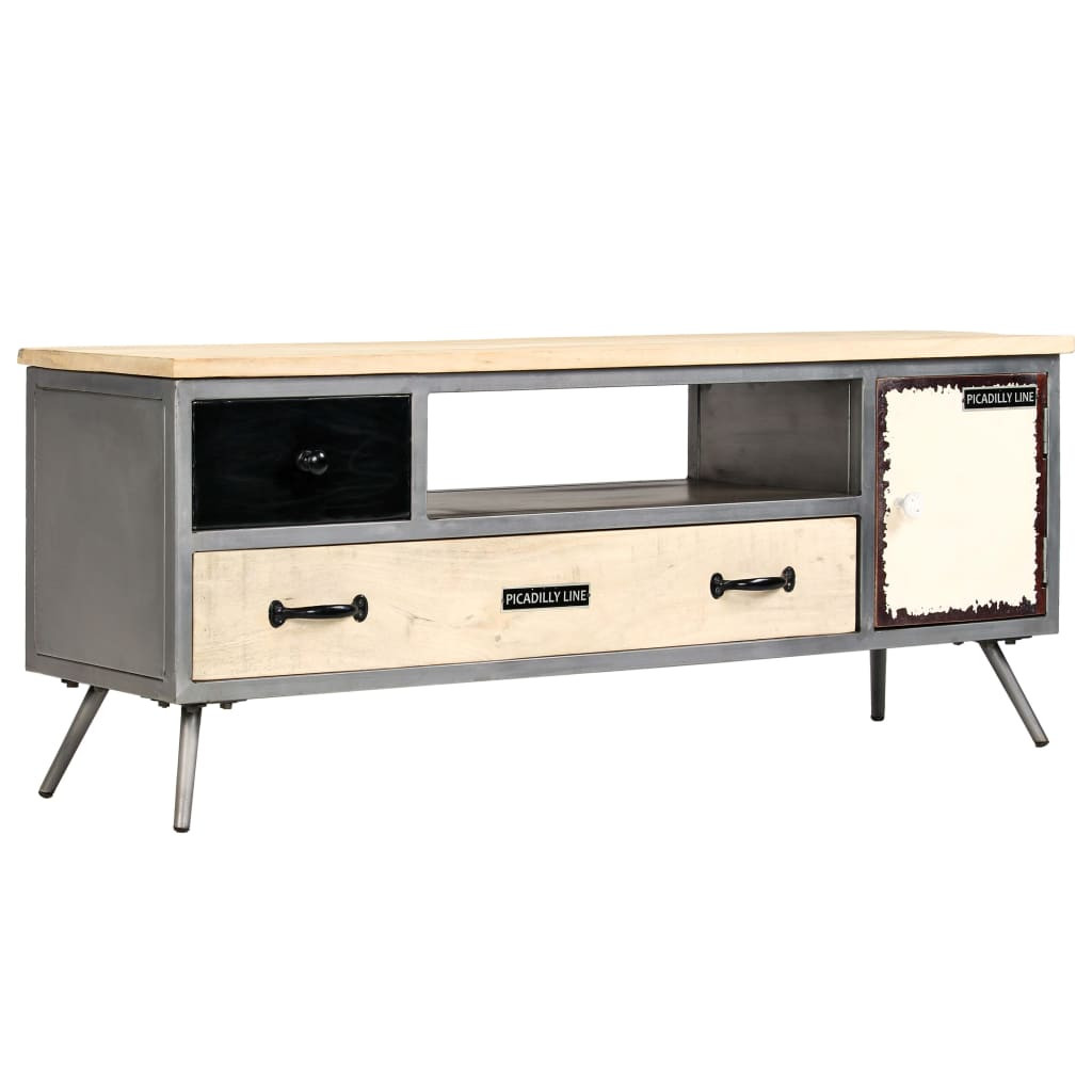 vidaXL TV-Schrank Massivholz Mango und Stahl 120x30x45 cm