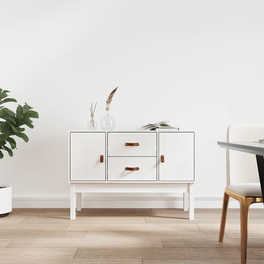 vidaXL Sideboard Weiß 110x40x78 cm Massivholz Kiefer