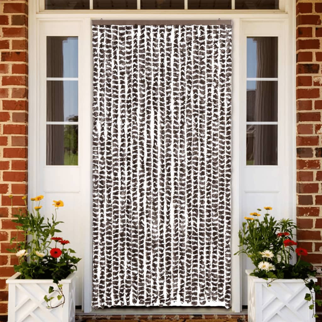 vidaXL Insektenschutz-Vorhang Braun und Weiß 90x220 cm Chenille