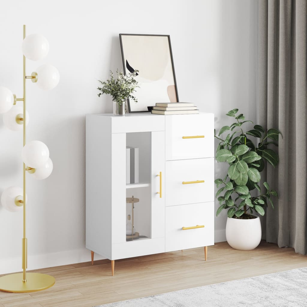 vidaXL Sideboard Hochglanz-Weiß 69,5x34x90 cm Holzwerkstoff