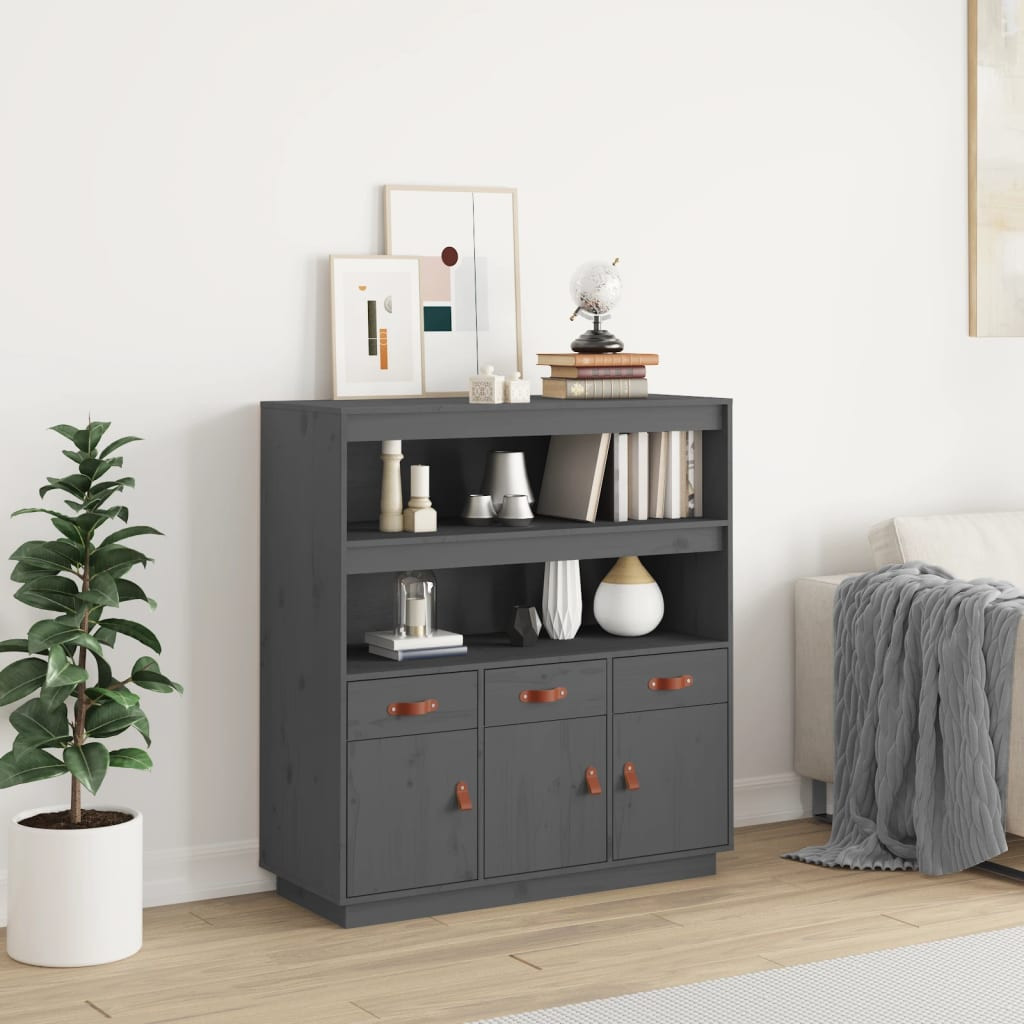 vidaXL Highboard Grau 100x40x108,5 cm Massivholz Kiefer