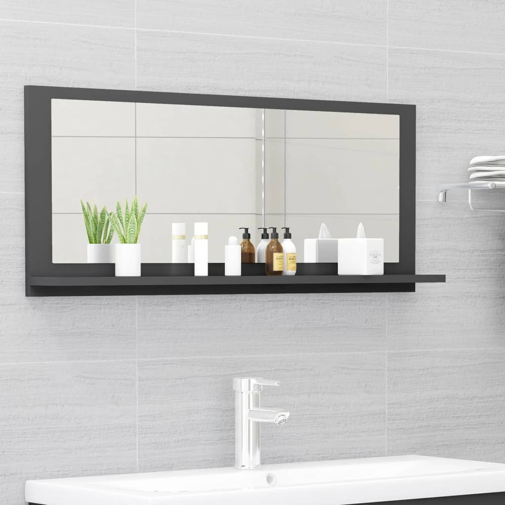 vidaXL Badspiegel Grau 90x10,5x37 cm Holzwerkstoff