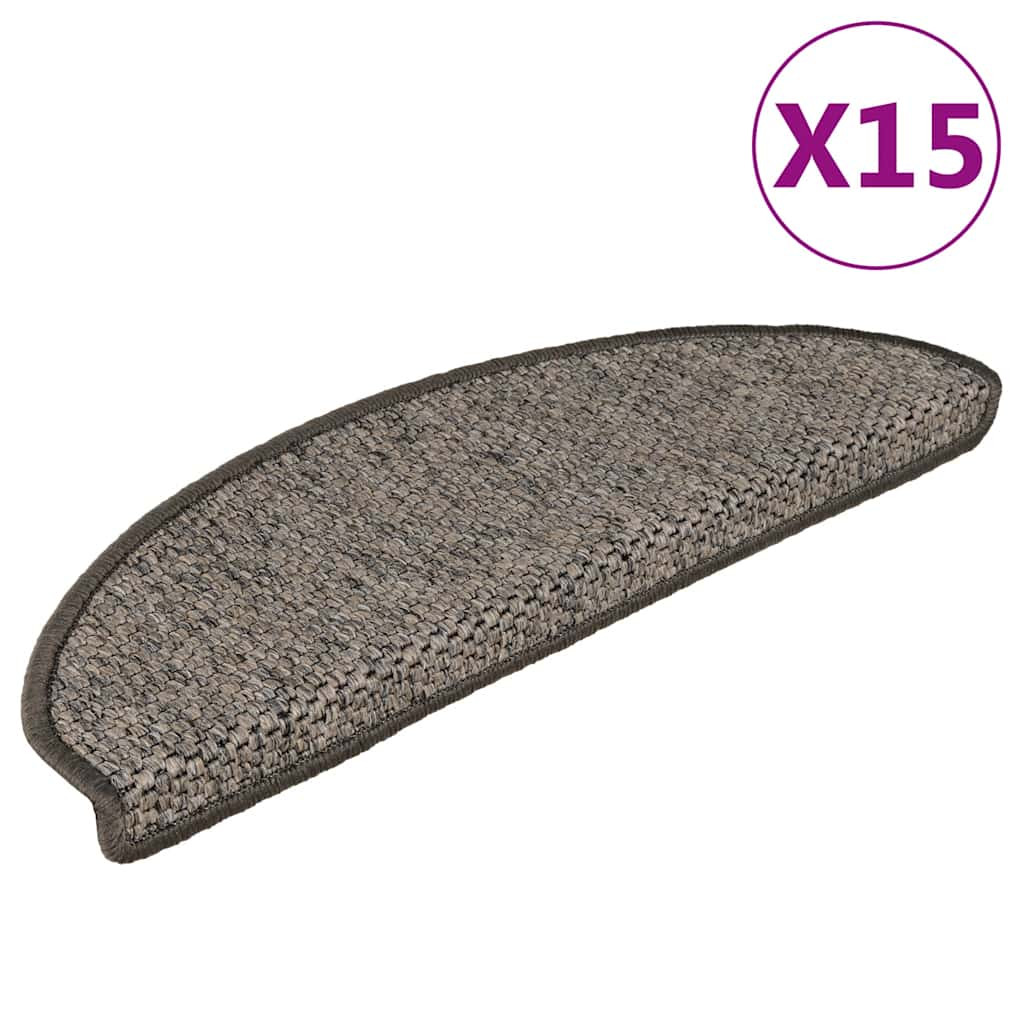 vidaXL Treppenmatten Selbstklebend Sisal 15 Stk. 65x21x4 cm Grau-Beige
